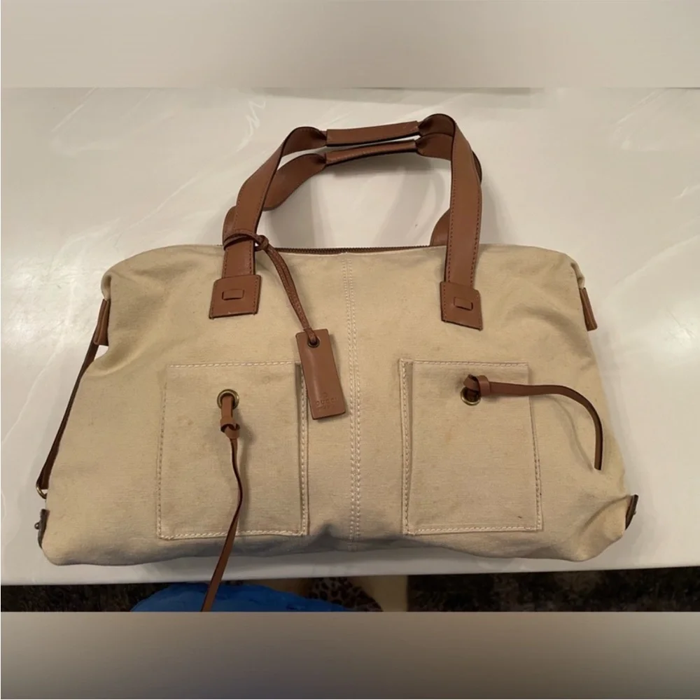 Gucci Canvas Tote Bag with Brown Leather Accents - Picture 1 of 6
